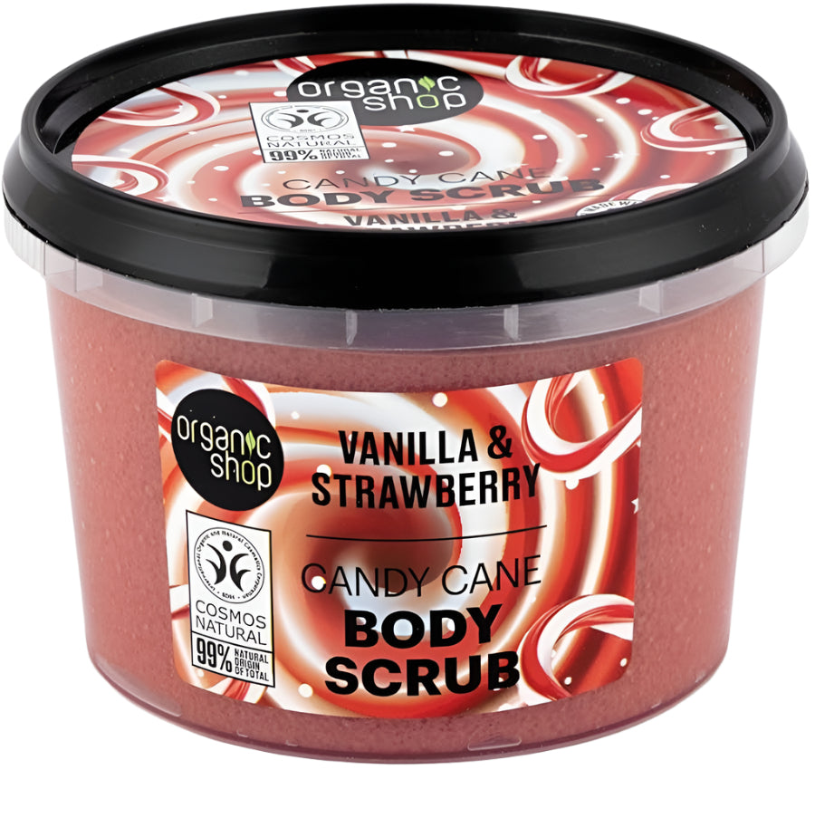 Organic Shop Candy Cane Body Scrub Vanilla and Strawberry (250ml)