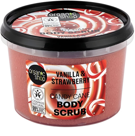 Organic Shop Candy Cane Body Scrub Vanilla and Strawberry (250ml)