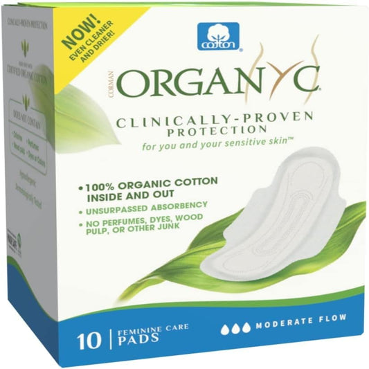 Organyc 100% Organic Cotton Sanitary Pads Moderate Flow