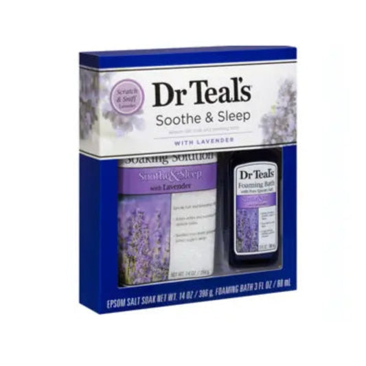 Dr Teal's 14 oz Bag of Lavender Bath Salts &amp; 3 oz Bottle of Lavender Foaming Bath Oil