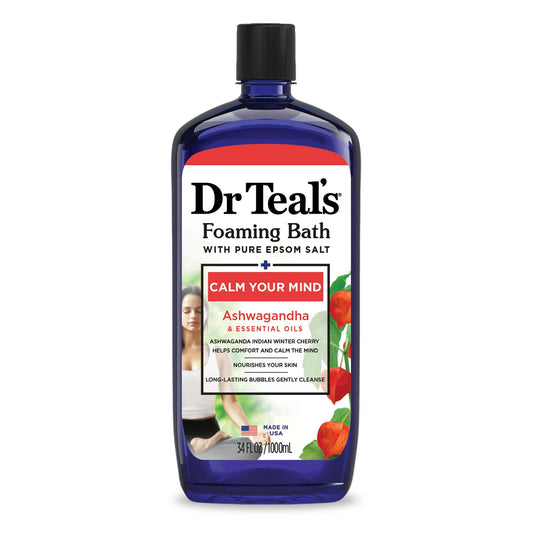 Dr Teal's Calming Foaming Bubble Bath with Ashwagandha & Pure Epsom Salt, 34 fl. oz-1000ml(fam)