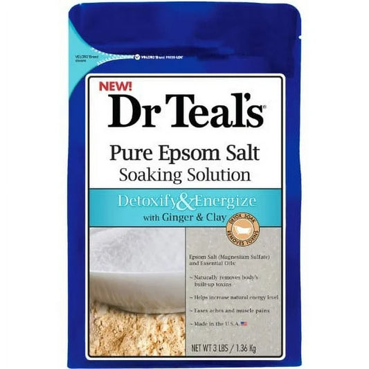 Dr Teal'S Pure Epsom Salt Soaking Solution To Detoxify And Energize With Ginger And Clay, 1.36 Kg(fam)