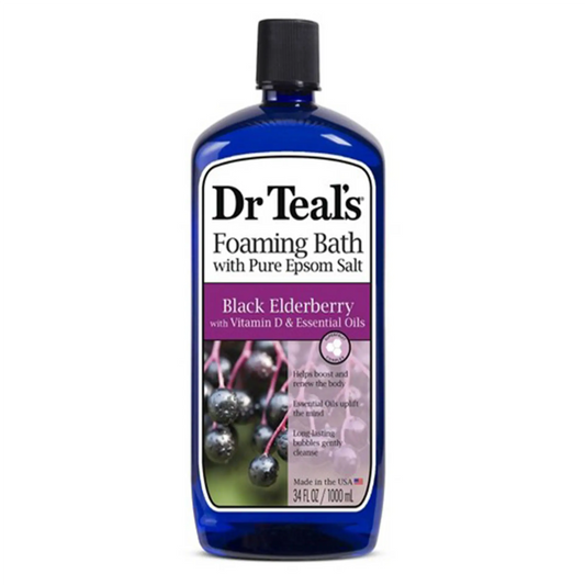 Dr Teal's Foaming Bath With Pure Epsom Salt Black Elderberry With Vitamin D &amp; Essential Oils 1000ml