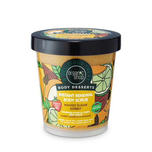 Organic Shop Body Desserts Mango Sugar Sorbet Instant Renewal Body Scrub, 450 ml