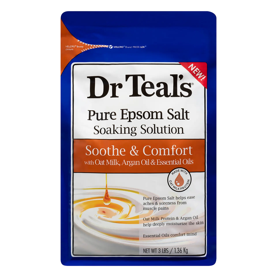 Dr Teal's Pure Epsom Salt Soak Soothe &amp; Comfort With Oat Milk &amp; Argan Oil 3 Lbs 1.36 Kg